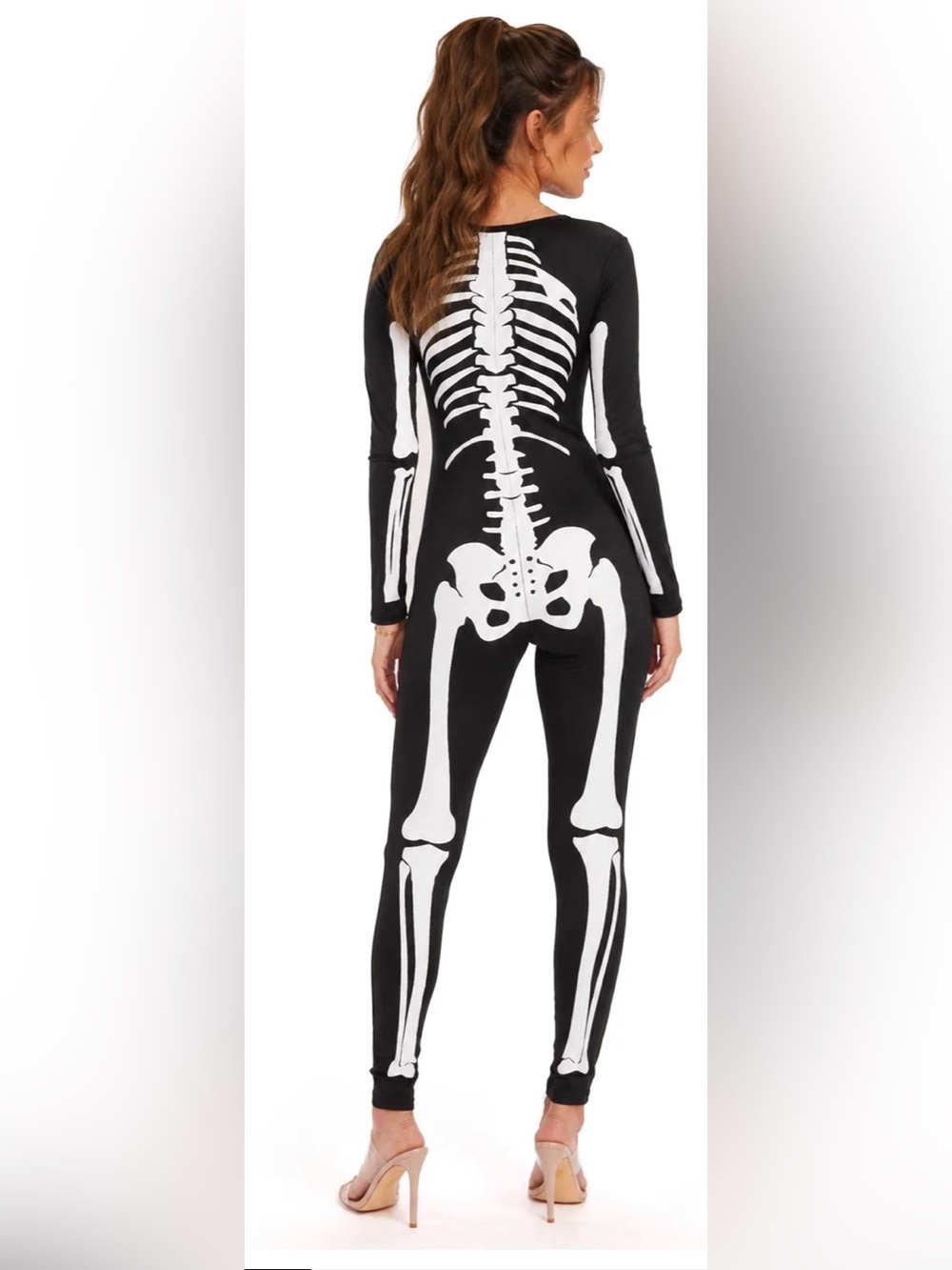 NWT Tipsy Elves Form Fitting Skelton Full Zip Bodysuit Halloween Cosplay- Size M - Picture 3 of 10